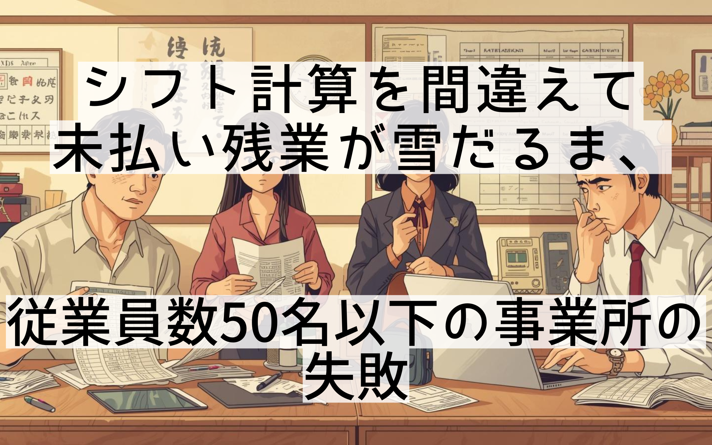 姫路のシフト計算を間違えて未払い残業が雪だるま、従業員数50名以下の事業所の失敗