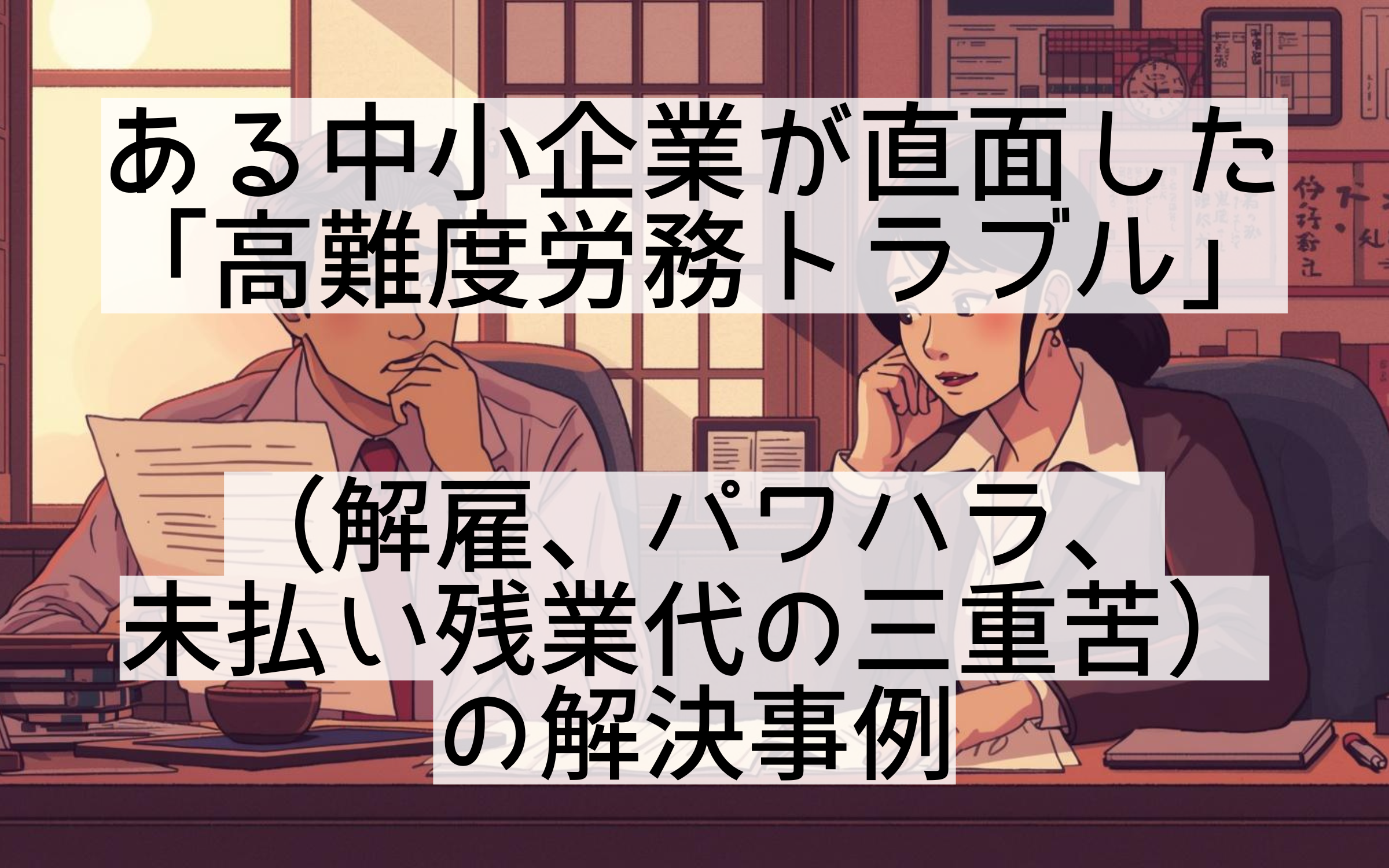 姫路のある中小企業が直面した「高難度労務トラブル（解雇、パワハラ、未払い残業代の三重苦）」の解決事例
